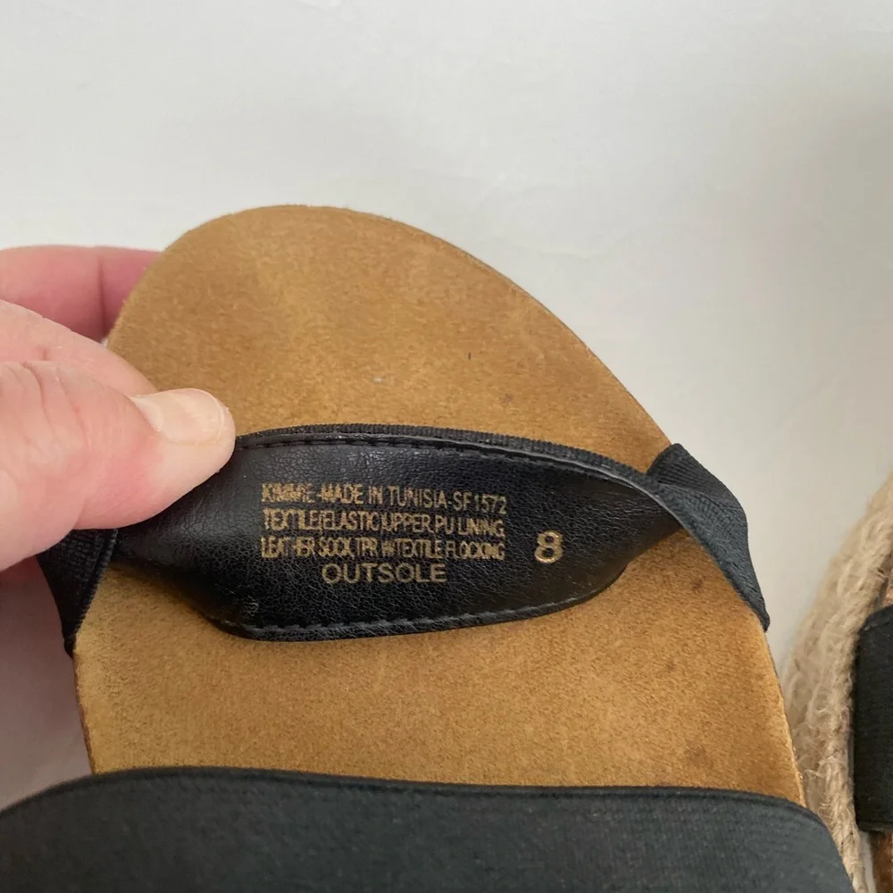Steve Madden Black and Tan Espadrille Sandals